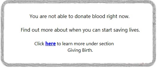Online eligibility criteria questionnaire - Unfortunately, you are not able to donate blood - answer button