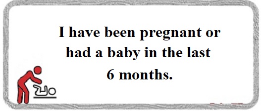 Online eligibility criteria questionnaire - I have been pregnant or had a baby in the last 6 months question button